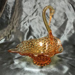 VTG Kanawha Hobnail Pattern Swan Candy Dish